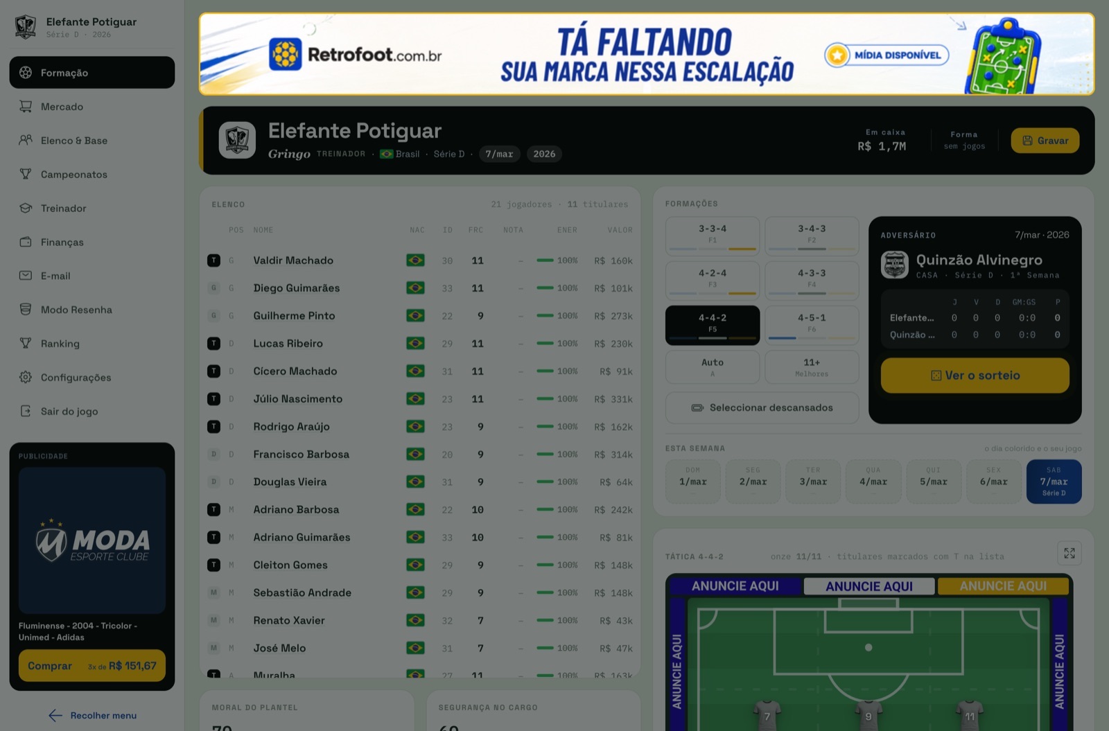 A faixa de topo destacada na versão desktop do jogo
